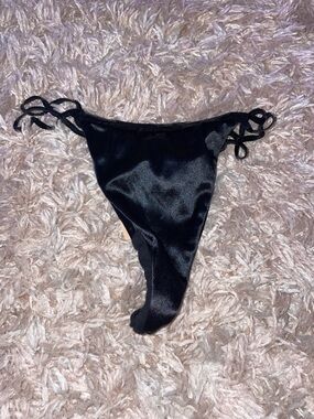 Black Satin String Bikini Bottom